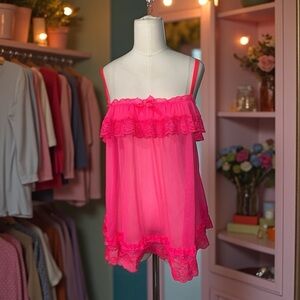 VICTORIAS SECRET NIGHTIE PINK Ruffles Cute Dress - Sz Small